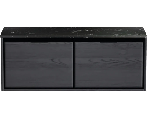 Waschbeckenunterschrank Sanox Loft 47x121x46 cm mit Waschtischplatte black oak/Kunststein schwarz