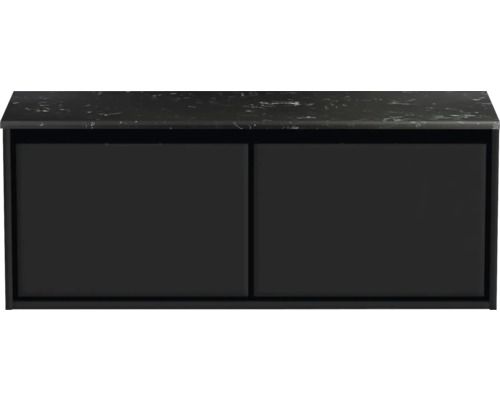 Waschbeckenunterschrank Sanox Loft 47x121x46 cm mit Waschtischplatte schwarz matt/Kunststein schwarz