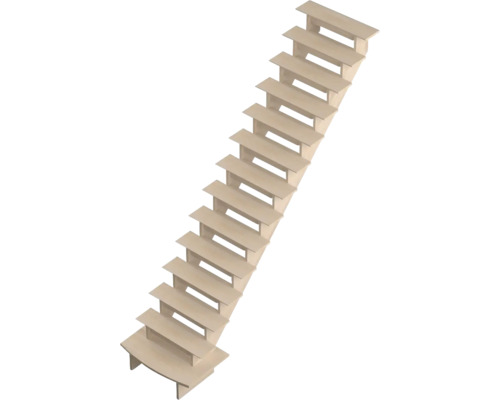 Holztreppe mit siebzehn Stufen
