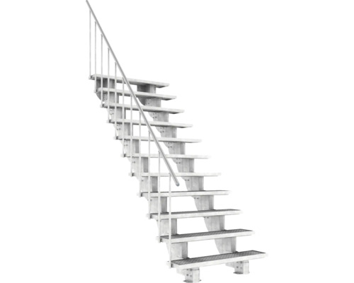 Außentreppe Pertura Petros mit Geländer 11 Stufen 120 cm Gitterrost