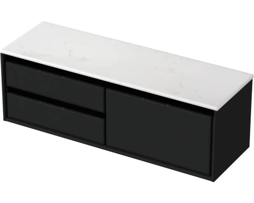 Waschtischunterschrank mit Schubladen und Steinplatte
