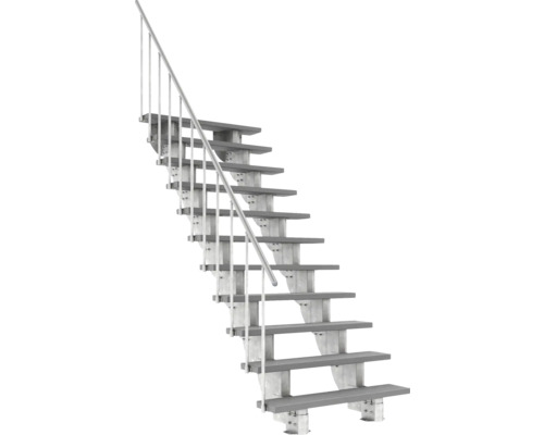 Außentreppe Pertura Petros mit Geländer 11 Stufen Trimax 120 cm grau