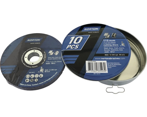 Norton Saint-Gobain Trennscheiben, 115 mm, 10 Stück, im Metalleimer
