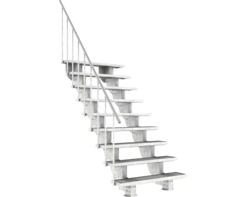 Außentreppe Pertura Petros mit Geländer 9 Stufen 120 cm Gitterrost
