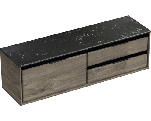 Waschbeckenunterschrank Sanox Loft 47x161x46 cm mit Waschtischplatte 3 Schubladen und Doppelauszug rechts espresso/Kunststein schwarz Waschbeckenunterschrank Sanox Loft 47x161x46 cm mit Waschtischplatte 3 Schubladen und Doppelauszug rechts espresso/Kunststein schwarz