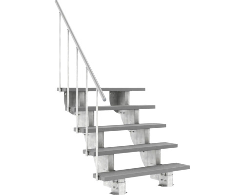 Außentreppe Pertura Petros mit Geländer 5 Stufen Trimax 120 cm grau