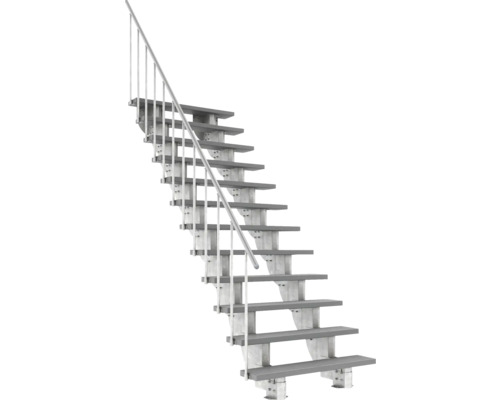 Außentreppe Pertura Petros mit Geländer 12 Stufen Trimax 120 cm grau
