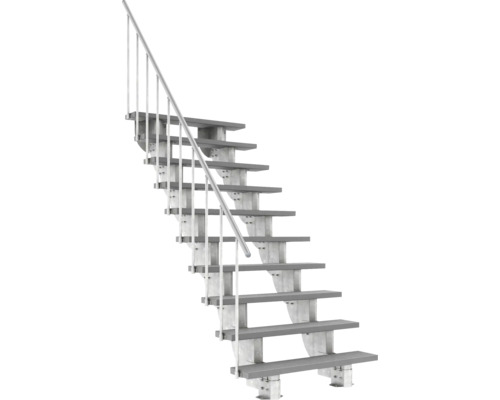 Außentreppe Pertura Petros mit Geländer 10 Stufen Trimax 120 cm grau-0