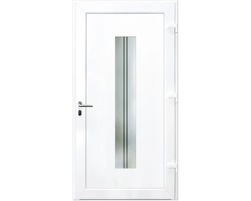 Weiße Haustür mit Glaseinsatz