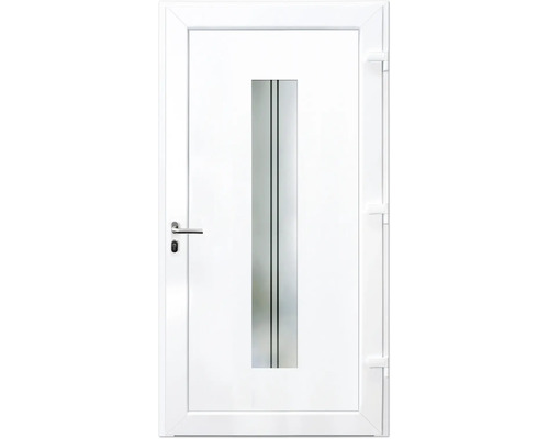 Weiße Haustür mit Glaseinsatz