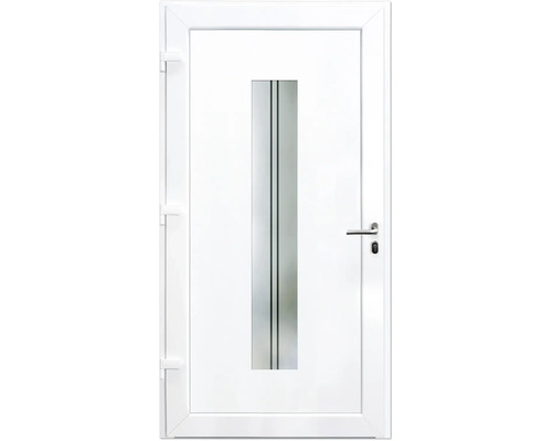 Weiße Haustür mit Glaseinsatz