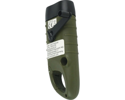 Kurbel-Taschenlampe mit Karabinerhaken