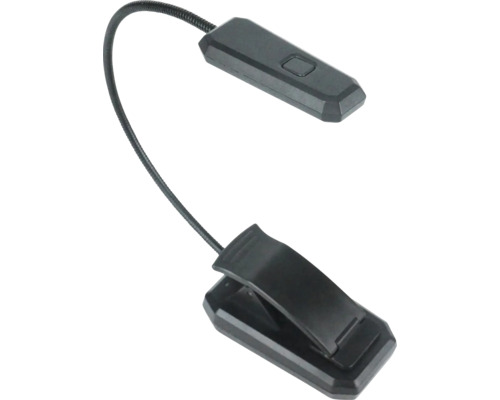 Schwarze Leselampe mit Clipbefestigung und flexiblem Arm