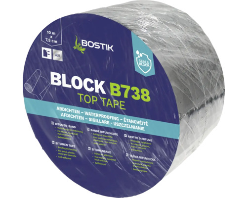 Bostik BLOCK B738 TOP TAPE Bitumenband Aluminium 10 m x 7,5 cm