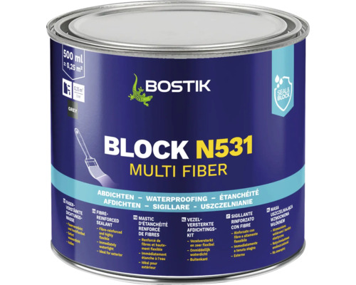 Bostik BLOCK N531 MULTI FIBER Faserverstärkte Dichtungsmasse 500 ml Bostik Block N531 Multi Fiber Dichtungsmasse im Gebinde