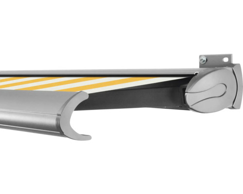 SOLUNA Kassettenmarkise Exclusiv 3x2 Stoff Dessin S2015 Gestell E6EV1 silber eloxiert Antrieb rechts inkl. Motor und Wandschalter