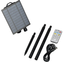 Solarpanel mit Erdspieß, Verlängerungsstücken, USB-Kabel und Fernbedienung