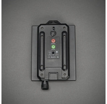 Rückseite einer Solarleuchte mit An/Aus-Schalter und Modustaste