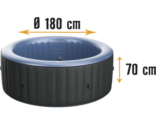 Aufblasbarer Whirlpool Sanotechnik Comfort Bergen mit Filtersystem, Desinfektionstechnologie, 118 Luftjetsdüsen, eingebauter Steuerung und abschließbare Abdeckung blau-schwarz