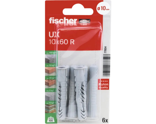 Fischer Universaldübel UX 10 x 60 mm, 6 Stück