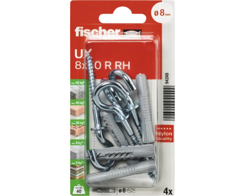 Fischer Universaldübel UX 8 x 50 R RH mit Schrauben im Blister