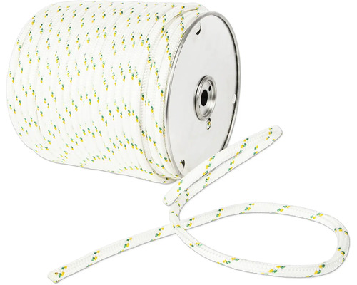 Weiße Seilrolle mit farbigen Akzenten