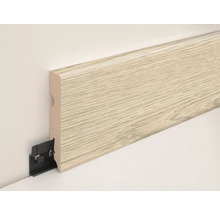 Sockelleiste aus Holz mit Befestigungsclip an einer Wand