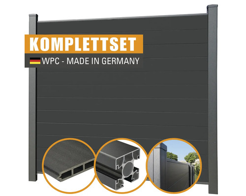 Komplettset Zaun aus WPC, hergestellt in Deutschland