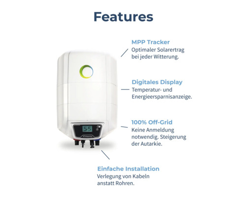 Merkmale eines Warmwasserspeichers mit Solarertrag, digitalem Display und einfacher Installation