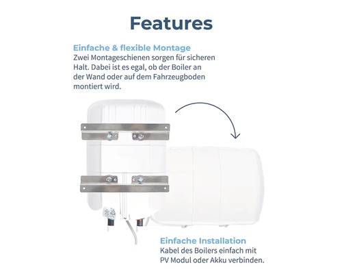 Boiler mit flexibler Montage und einfacher Installation.