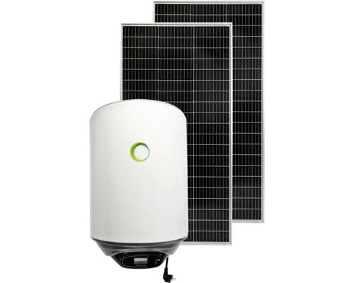 Solaranlage mit Warmwasserbereiter und Solarkollektoren