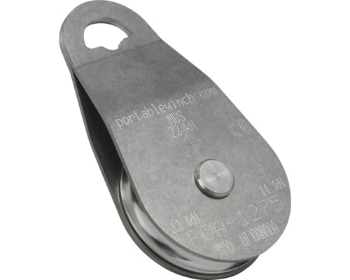 Seilrolle aus Metall für Seilwinden mit einer maximalen Bruchlast von 22 Kilonewton.