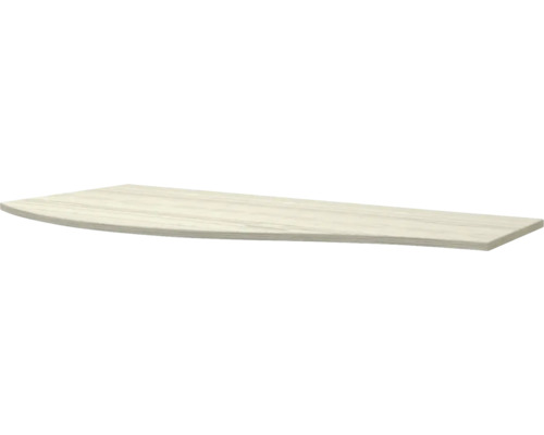 Waschtischplatte Baden Haus Vague 104x51x1,6 cm Eiche grau für Waschtisch links Holzregalbrett mit abgerundeter Kante