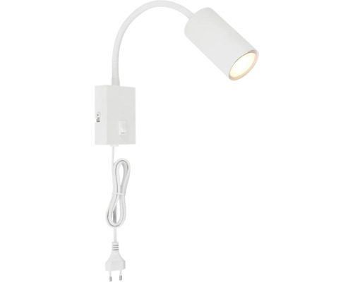 Weiße Wandleuchte mit flexiblem Arm und Stecker
