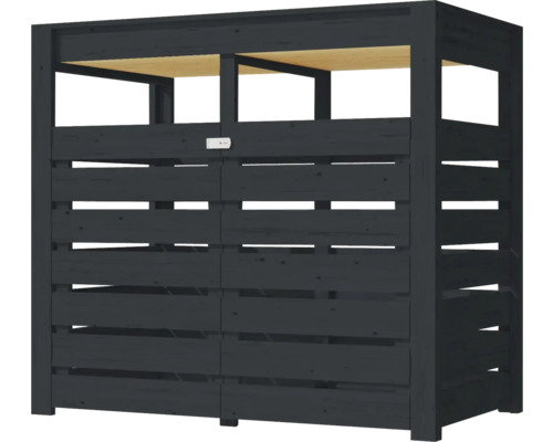 Mülltonnenbox aus Holz mit zwei Fächern