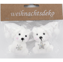 Weihnachtsdekoration mit zwei weißen Teddybäranhängern