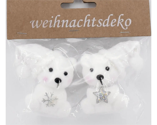 Weihnachtsdeko Hänger Eisbär weiß 2 Stück