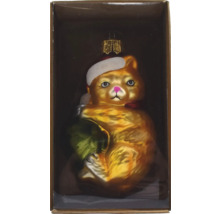 Weihnachtsbaumschmuck Katze mit Nikolausmütze in Geschenkverpackung