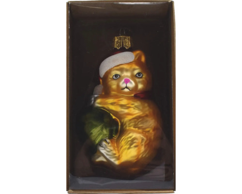 Christbaumhänger Glas Katze 12 cm bronze