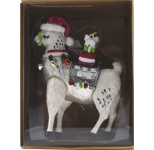 Weihnachtsbaumschmuck Lama mit Geschenk und Weihnachtsmütze