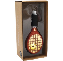 Tennis-Schläger Christbaumschmuck in einer Schachtel