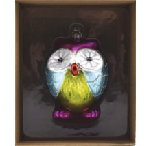 Dekorative Eule aus Glas für die Weihnachtszeit in einer Schachtel