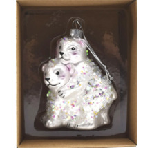 Glas Christbaumschmuck Eisbären im Karton