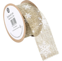 Juteband 40 mm x 2 m mit Schneeflockenmuster