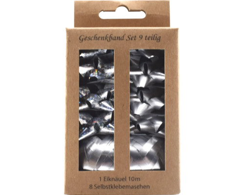 Geschenksband-Set 9-teilig silber