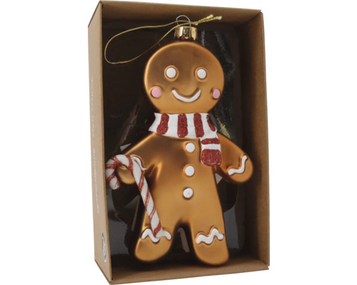 Christbaumhänger Lebkuchen Glas bronze/rot/weiß