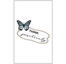 Illustration mit Schmetterling und dem Schriftzug positiv denken