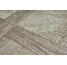 Detailaufnahme von Vinylboden in Holzoptik mit quadratischem Muster