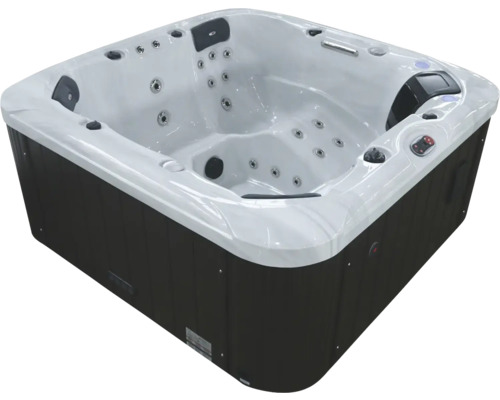 Quadratischer Whirlpool mit Düsen und Bedienelementen