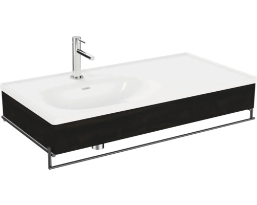 Möbelwaschtisch-Set VitrA Equal 102,5x20x52 cm weiß glänzend Holzblende Ulme 64089 Waschtischkombination mit Waschbecken, Armatur und Handtuchhalter
